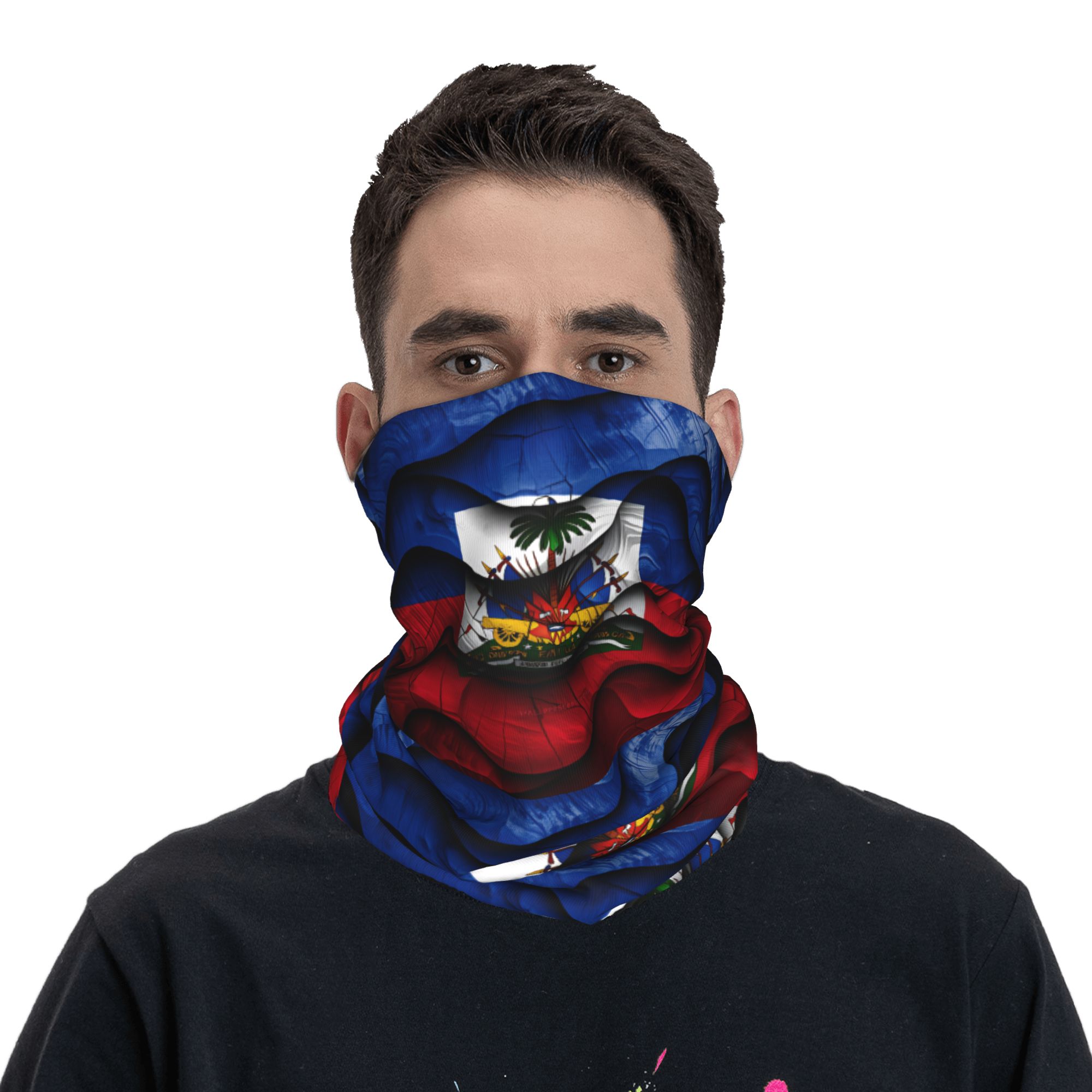Hunting Fishing Outdoor - Balaclava avec drapeau d'Haïti, masque tactique