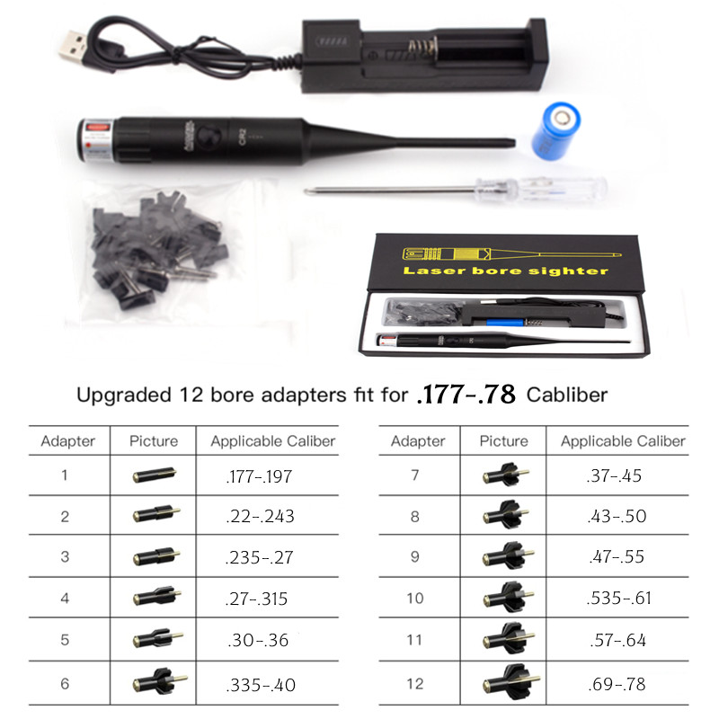 Laser Boresighter Kit - Kit de visée d'alésage 12 adaptateurs,