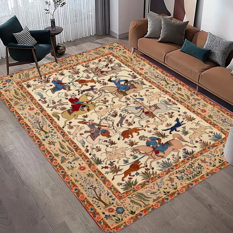Hunting Outdoor Rug - Tapis persan vintage à motifs floraux,