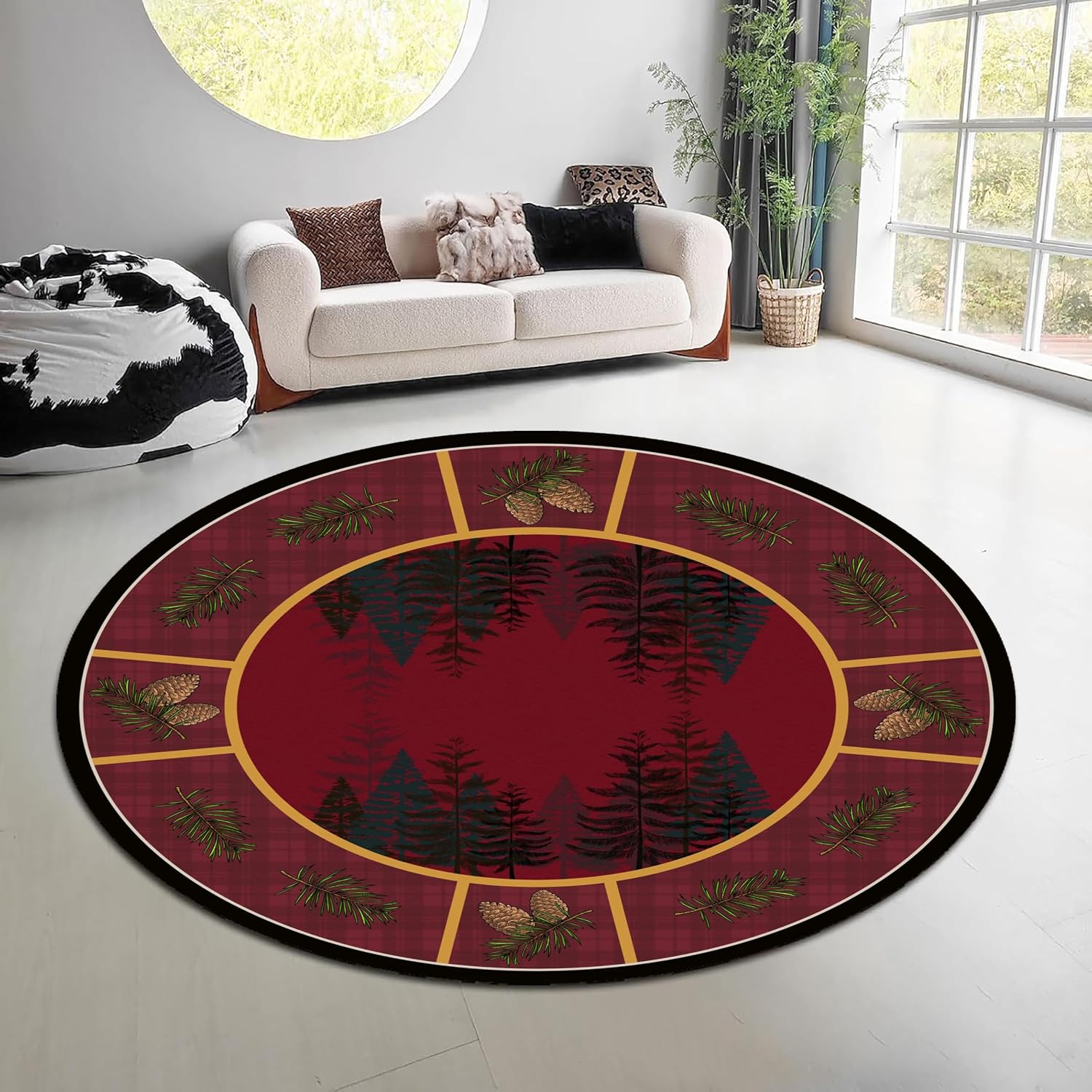 Tapis rond vintage motif forêt - Hunting Outdoor Rug avis et prix